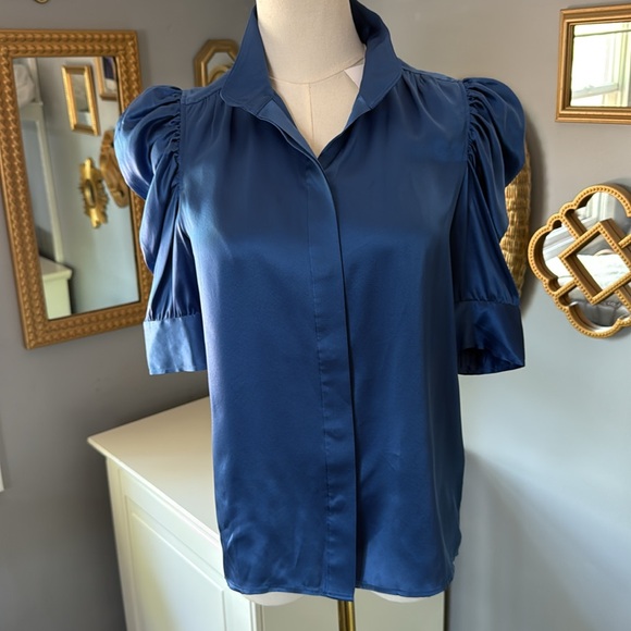FRAME "Gillian" silk top in slate blue - Picture 4 of 5